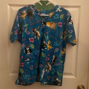 Women’s cute party animal print scrub top